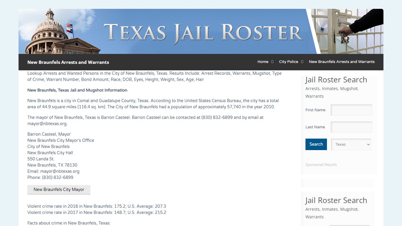 New Braunfels Arrests and Warrants | Jail Roster Search